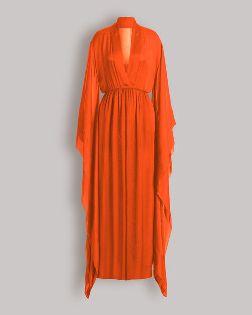 Long silk gown with flowing sleeves Orange Alberta Ferretti Boutique Online 0