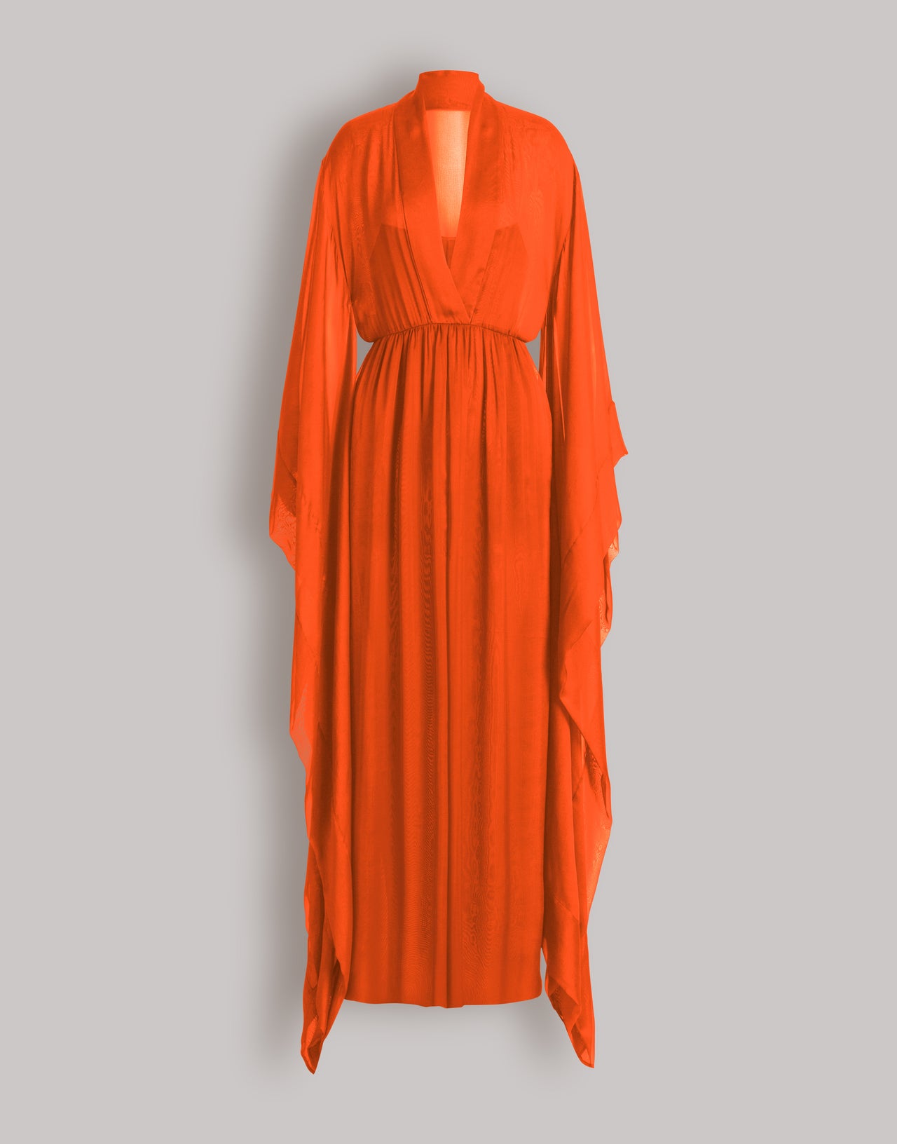 Long robe en soie à manches larges 橙色 Alberta Ferretti Boutique Online 1