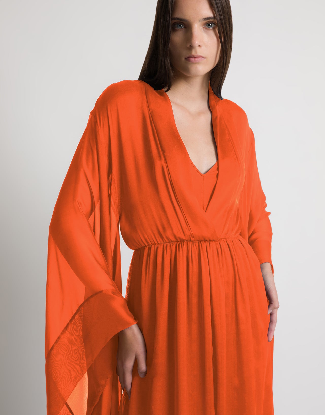 orange satin dress long sleeve Azazie Plus Size A-Line Square Neck Long Sleeve Floor-Length Stretch Satin Bridesmaid Dresses