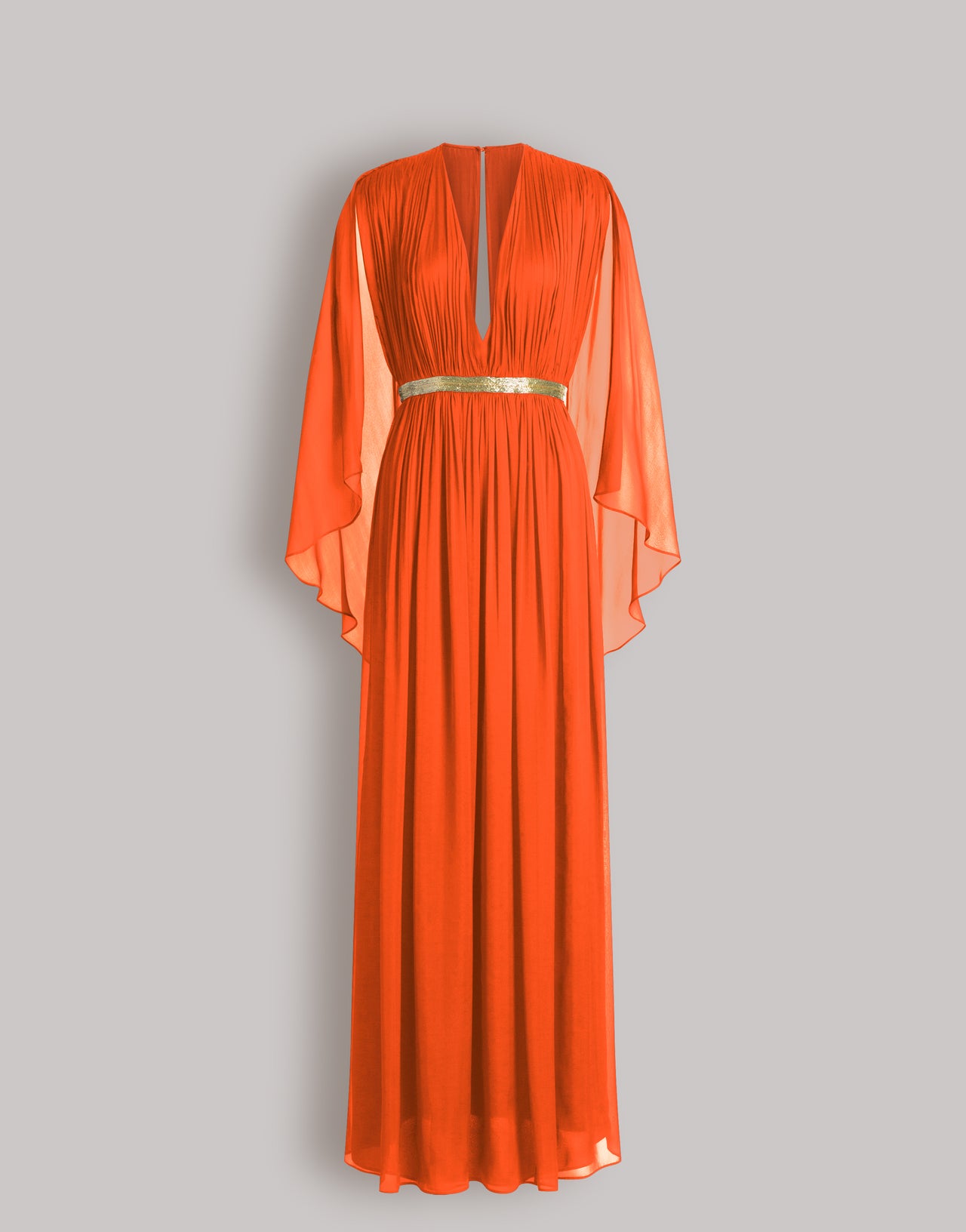 Long silk gown with shoulder-revealing cape Orange Alberta Ferretti Boutique Online 4