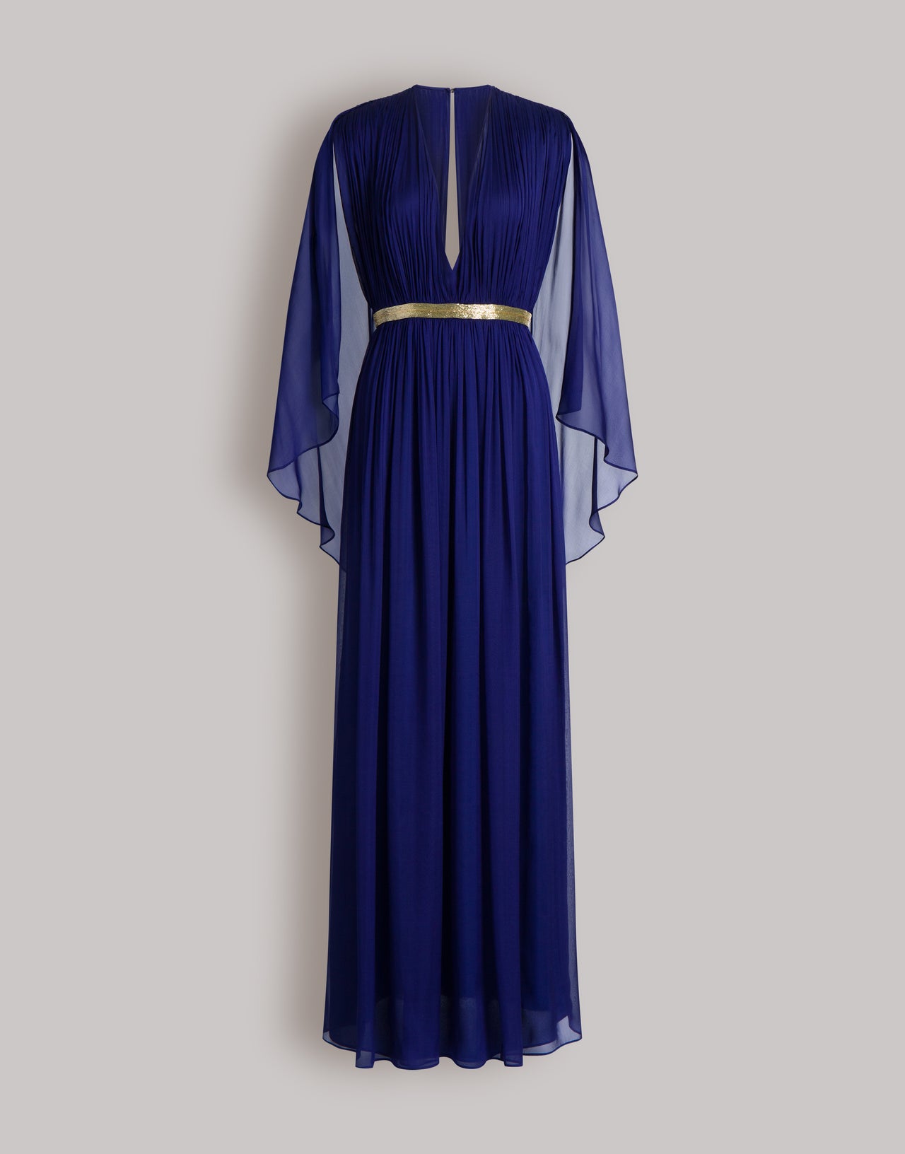 Vestido largo de seda con capelina Azul Alberta Ferretti Boutique Online 1