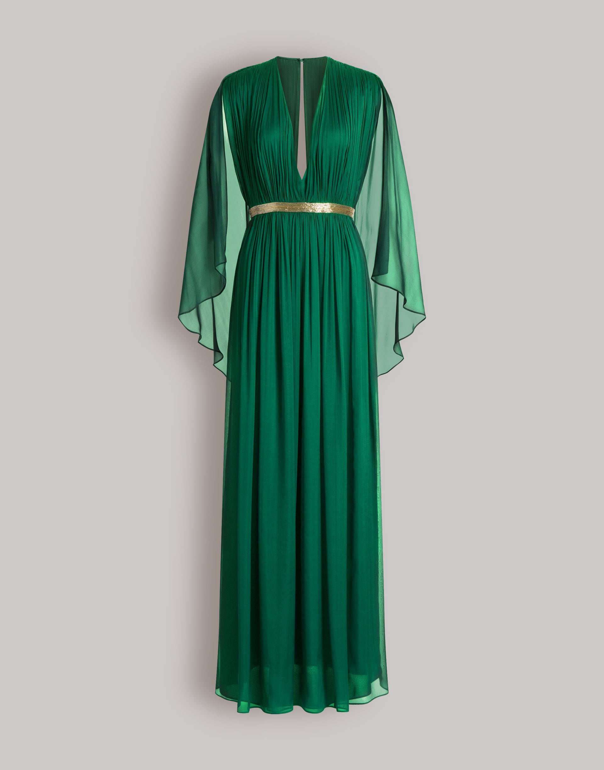 Long silk gown with shoulder-revealing cape | Alberta Ferretti