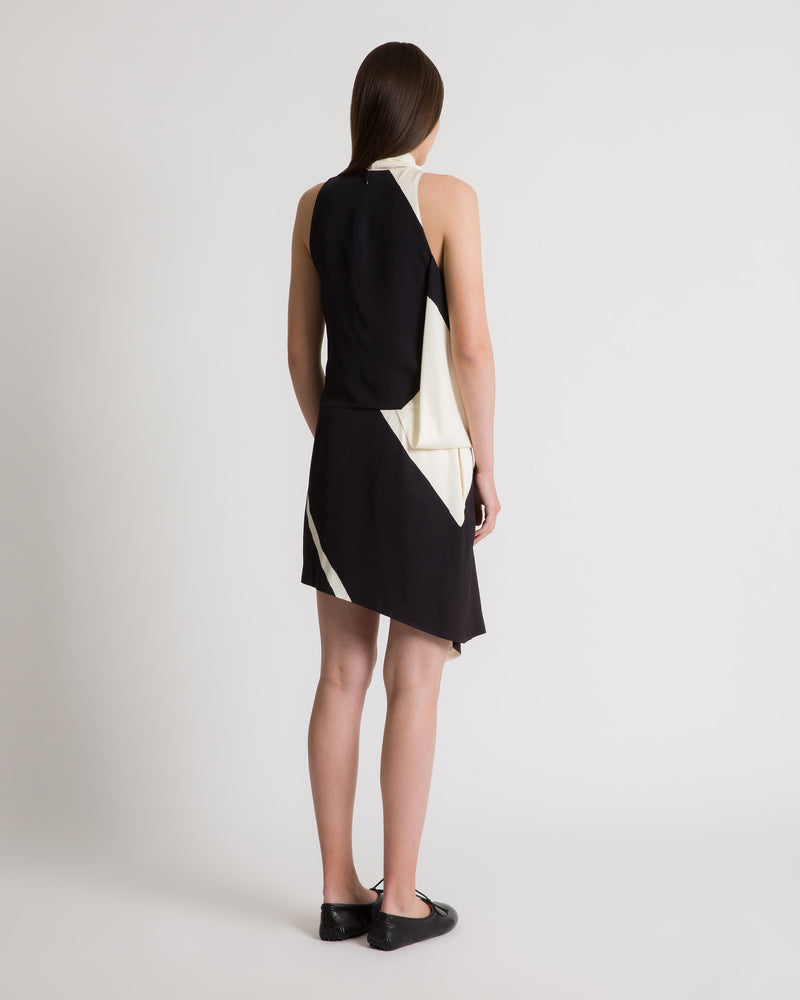 Vestido corto asimétrico con estampado gráfico  Negro Alberta Ferretti Boutique Online 1