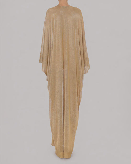 Gold lurex mesh kaftan dress