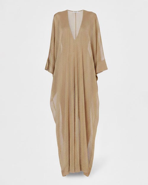 Gold lurex mesh kaftan dress Gold Alberta Ferretti Boutique Online 0