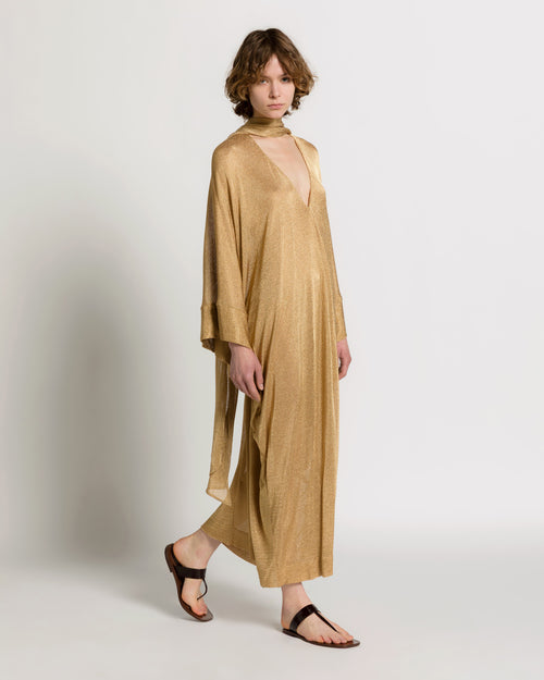 Robe caftan en maille lurex dorée 金色 Alberta Ferretti Boutique Online 0