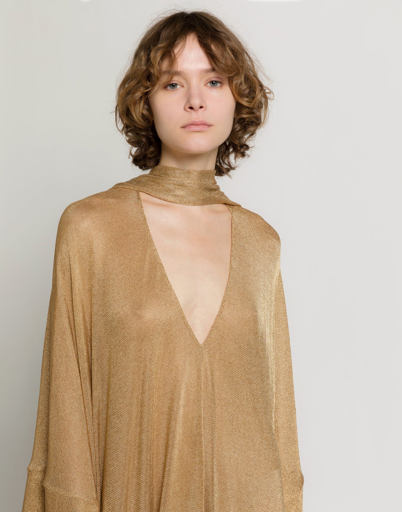 Kaftan-Kleid aus goldenem Lurex-Netzstoff 金色 Alberta Ferretti Boutique Online 3