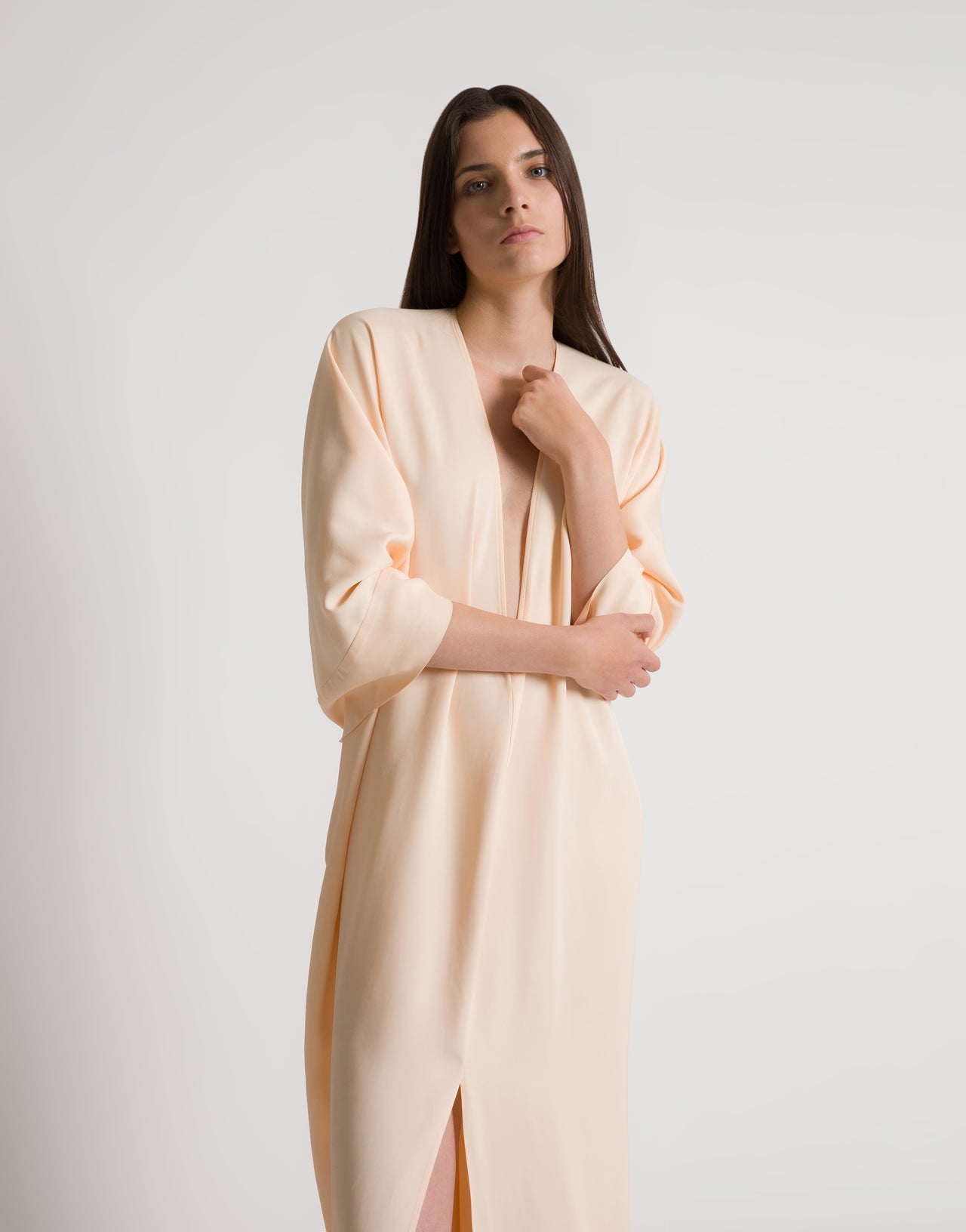 Abito caftano lungo con ampio scollo a V Rosa Alberta Ferretti Boutique Online 4