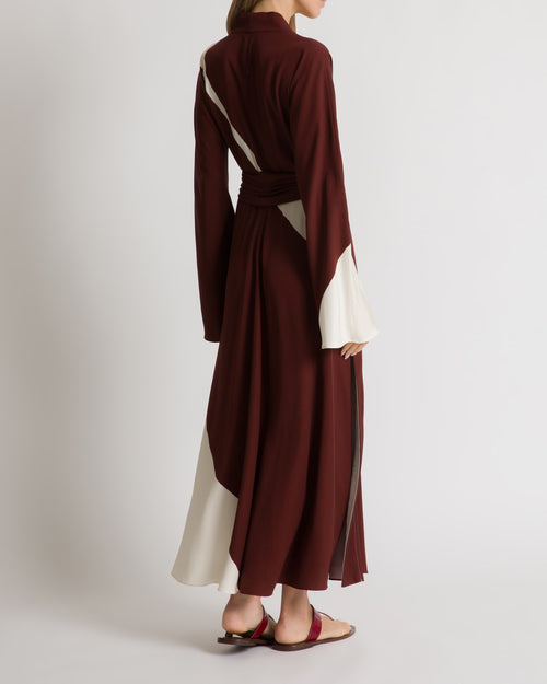 Printed long dress in viscose twill