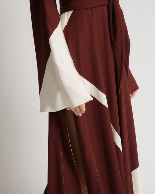 Printed long dress in viscose twill