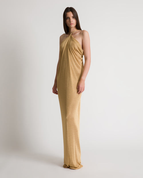 Abito lungo in lurex oro con schiena scoperta Oro Alberta Ferretti Boutique Online 1