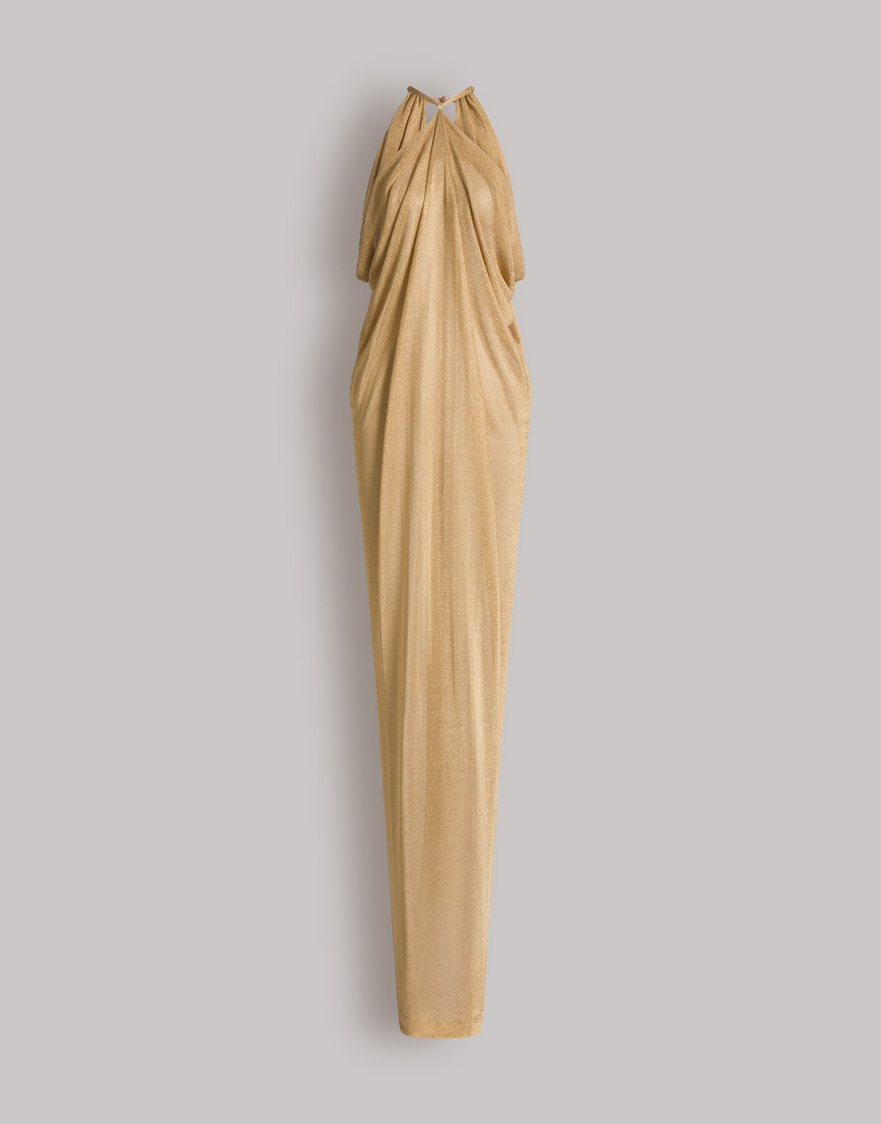 Gold lurex draped long dress with open back | Alberta Ferretti Gold lurex draped long dress with open back | Alberta Ferretti
