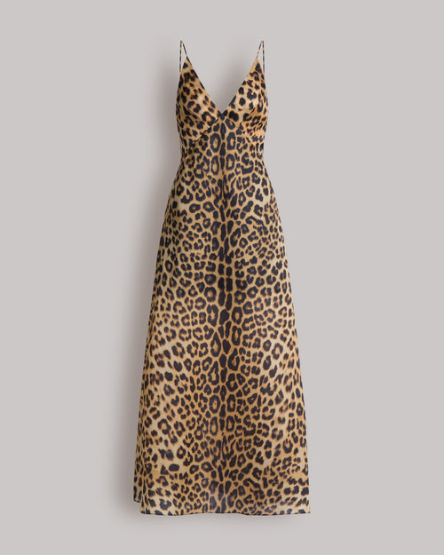Long leopard-print organza dress Brown Alberta Ferretti Boutique Online 0