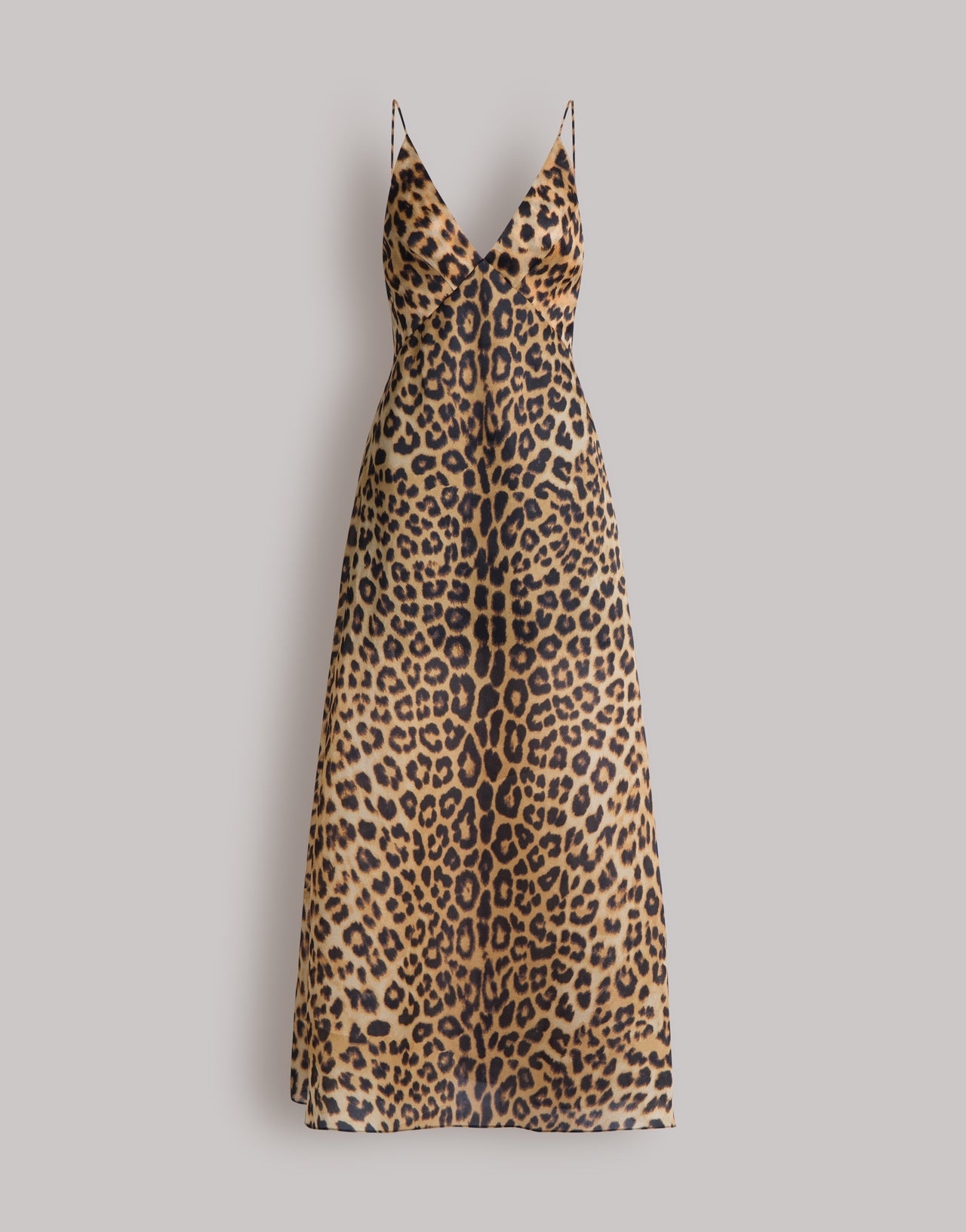 Abito lungo in organza stampa leopardo Marrone Alberta Ferretti Boutique Online 1