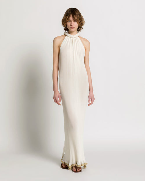 Long plissé knit dress White Alberta Ferretti Boutique Online 0