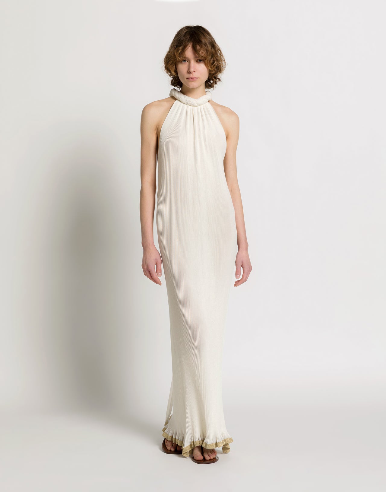 Langes Strickkleid Weiß Alberta Ferretti Boutique Online 1
