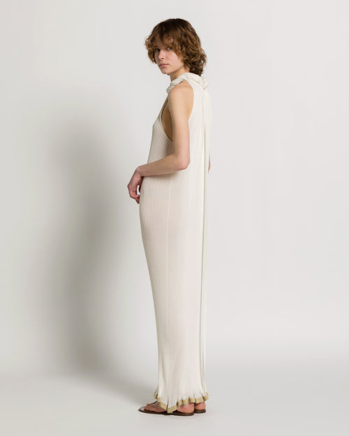 Long plissé knit dress White Alberta Ferretti Boutique Online 1