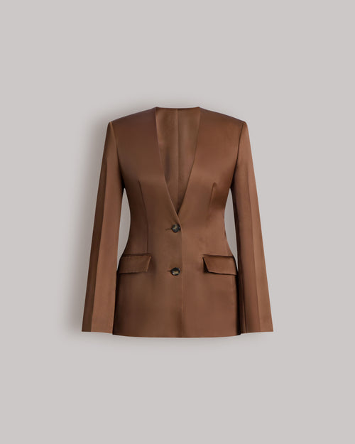 Fitted jacket in triple silk organza Brown Alberta Ferretti Boutique Online 0
