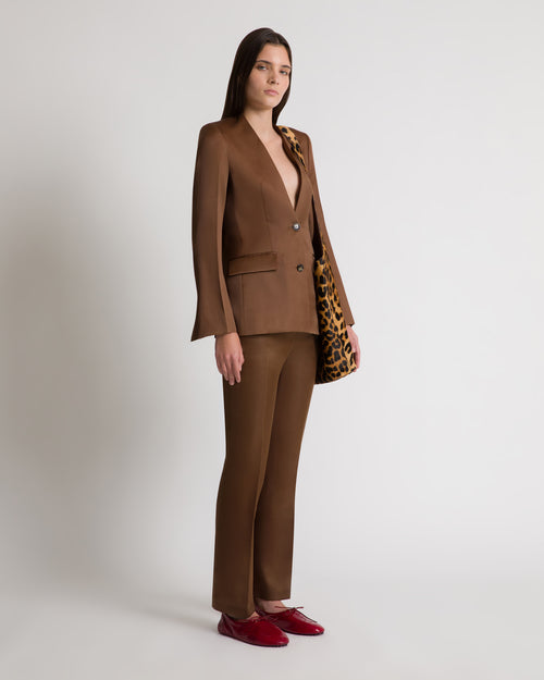 Fitted jacket in triple silk organza Brown Alberta Ferretti Boutique Online 1