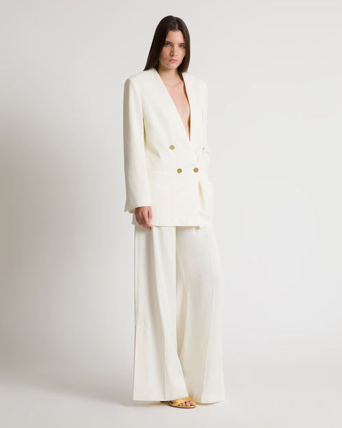 Chaqueta cruzada con botones dorados Blanco Alberta Ferretti Boutique Online 1