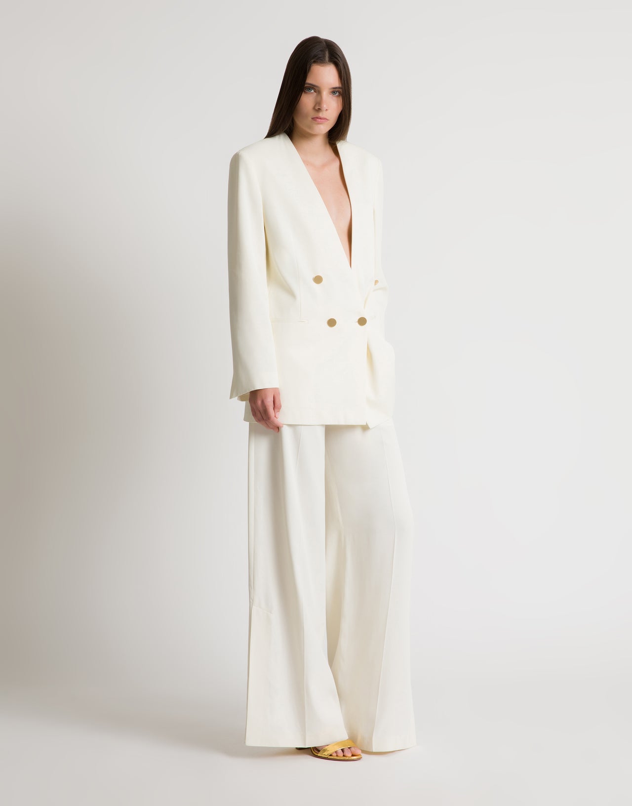 Chaqueta cruzada con botones dorados Blanco Alberta Ferretti Boutique Online 2