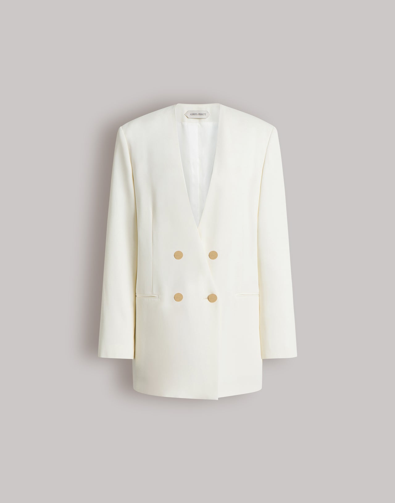 Chaqueta cruzada con botones dorados Blanco Alberta Ferretti Boutique Online 1