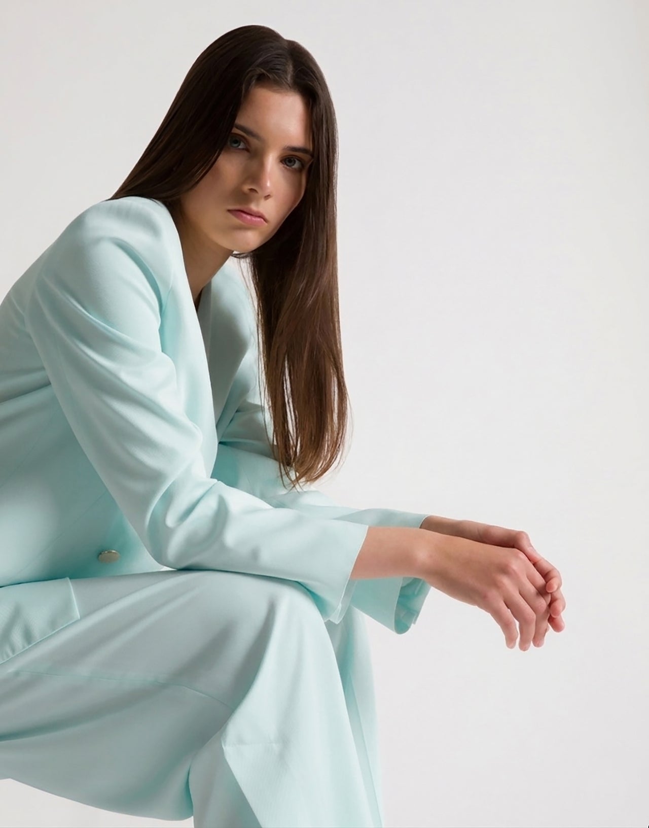 Double-breasted jacket with gold buttons Light blue Alberta Ferretti Boutique Online 4