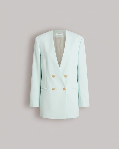 Double-breasted jacket with gold buttons 蓝 Alberta Ferretti Boutique Online 0