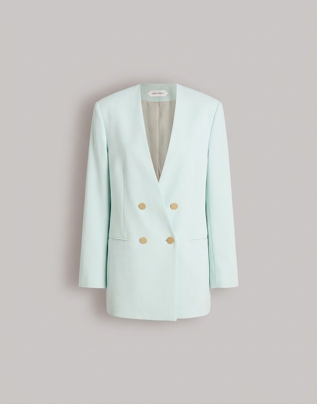 Double-breasted jacket with gold buttons Light blue Alberta Ferretti Boutique Online 1