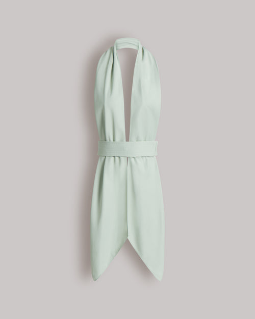 Scarf-effect open back top Light blue Alberta Ferretti Boutique Online 0