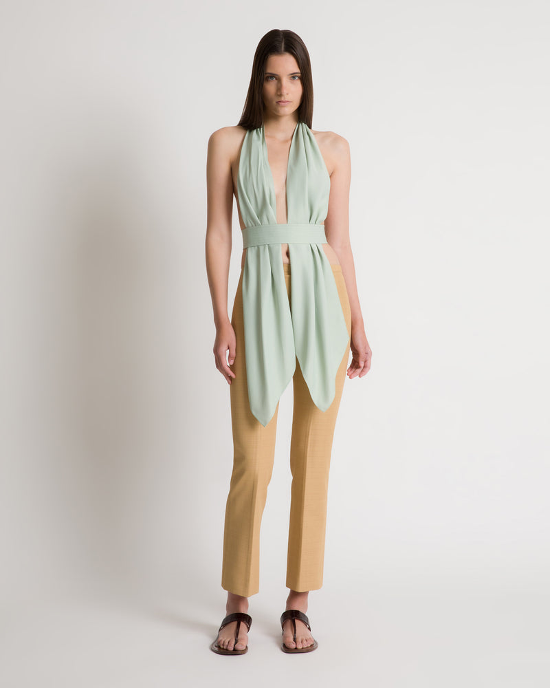 Top effetto sciarpa con schiena scoperta Azzurro Alberta Ferretti Boutique Online 1