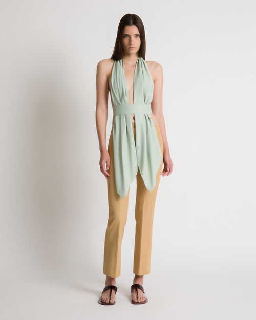 Scarf-effect open back top Light blue Alberta Ferretti Boutique Online 1