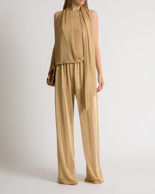 Top in rete di lurex oro con sciarpina Oro Alberta Ferretti Boutique Online 1
