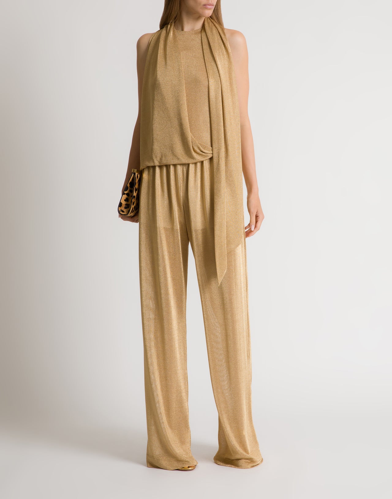 Top in rete di lurex oro con sciarpina Oro Alberta Ferretti Boutique Online 2