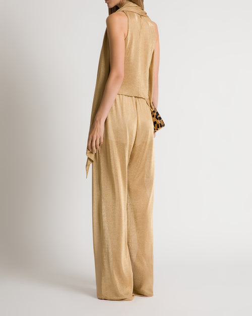 Top in rete di lurex oro con sciarpina