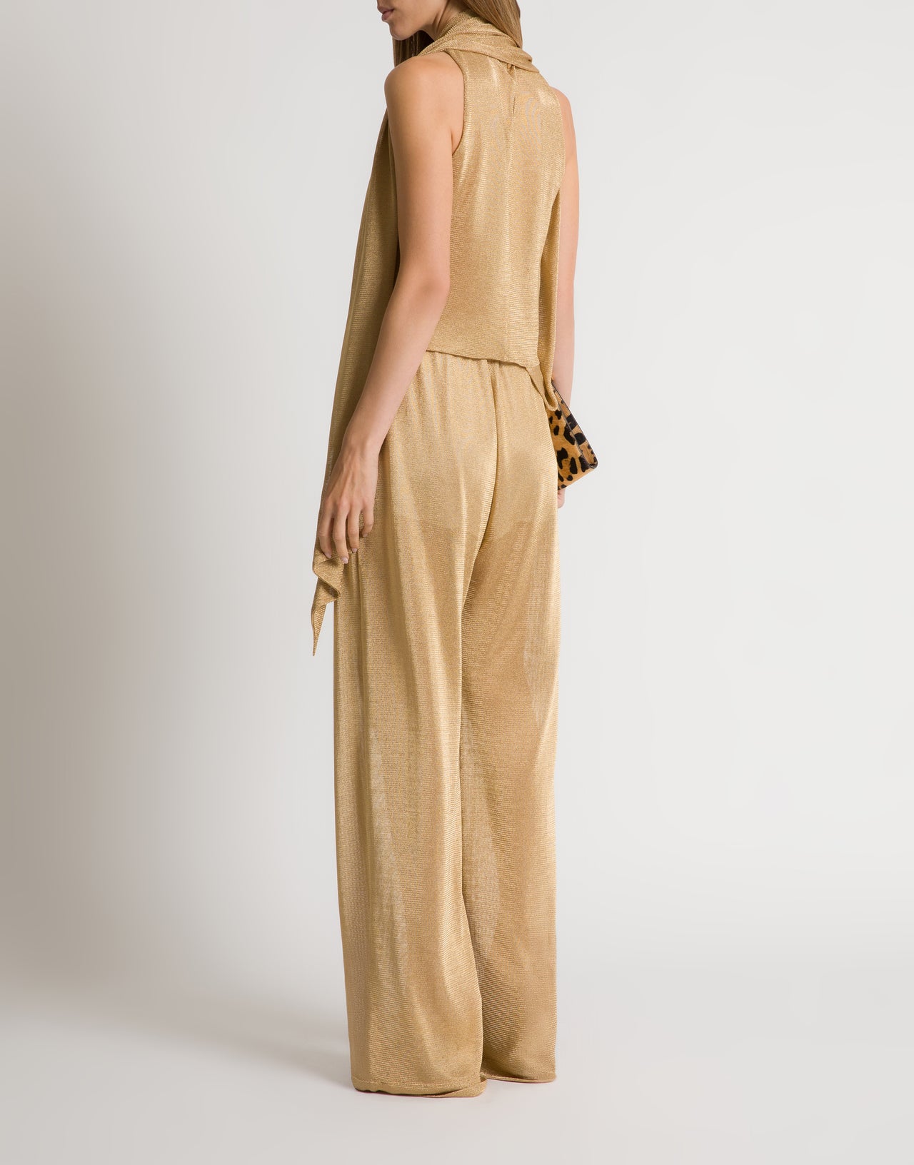 Top in rete di lurex oro con sciarpina Oro Alberta Ferretti Boutique Online 3