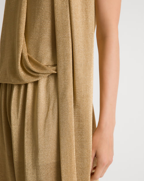 Top in rete di lurex oro con sciarpina