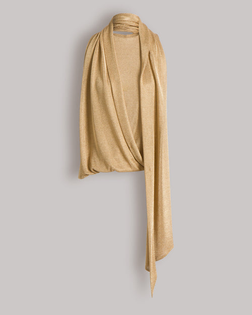 Top in rete di lurex oro con sciarpina Oro Alberta Ferretti Boutique Online 0