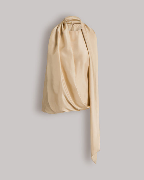 Silk top with scarf detail Beige Alberta Ferretti Boutique Online 0