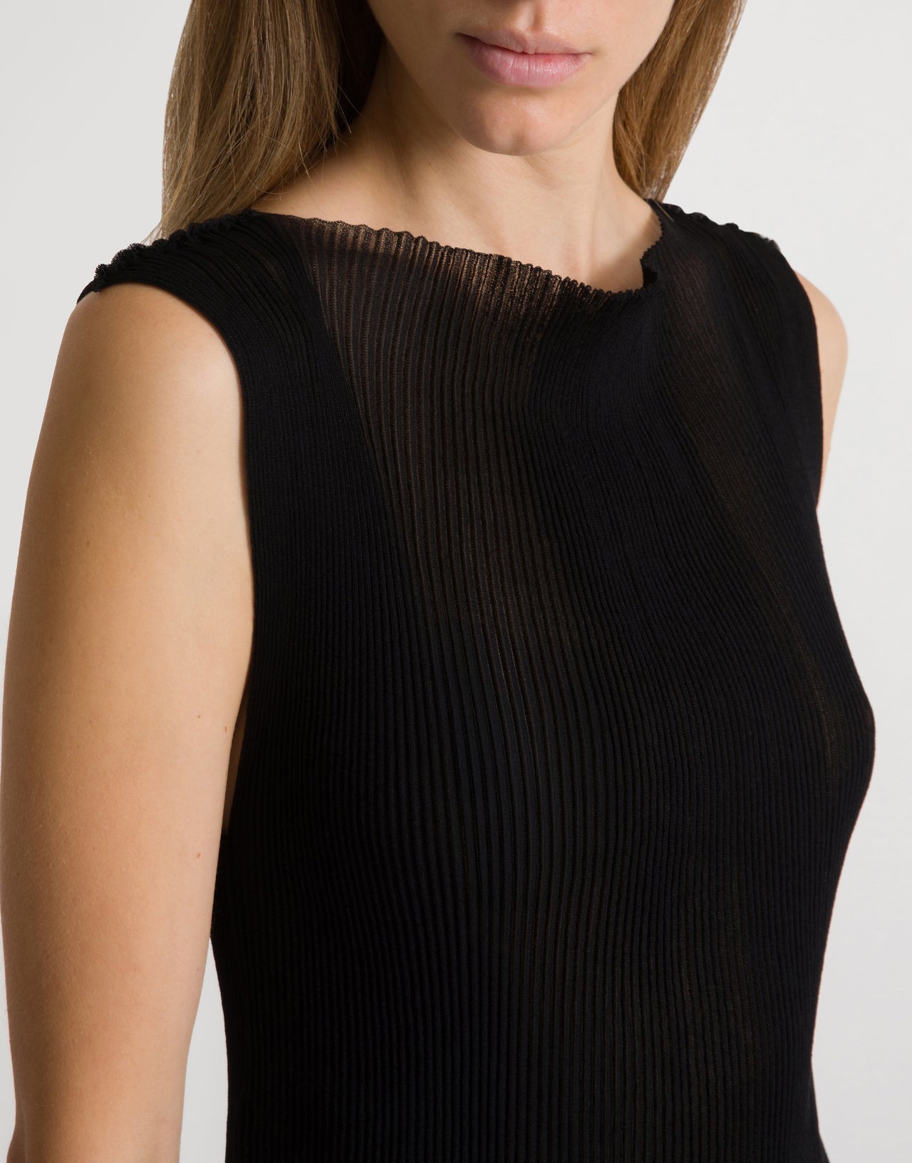 Top de punto acanalado Negro Alberta Ferretti Boutique Online 4