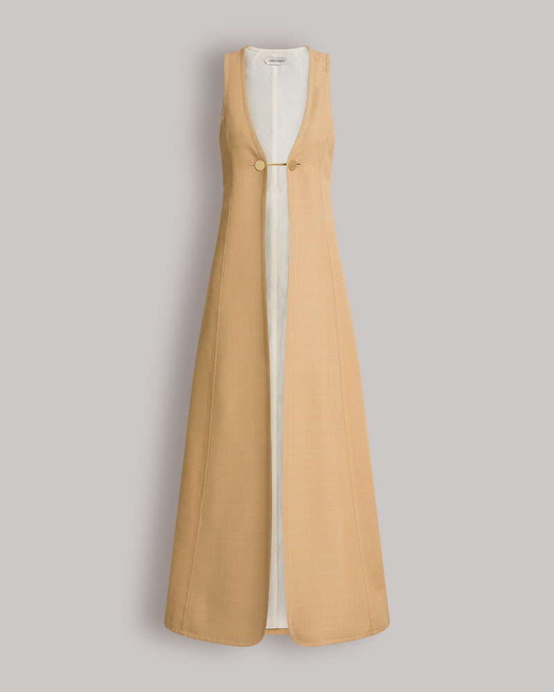 Gilet lungo in viscosa effetto malfilé Beige Alberta Ferretti Boutique Online 0