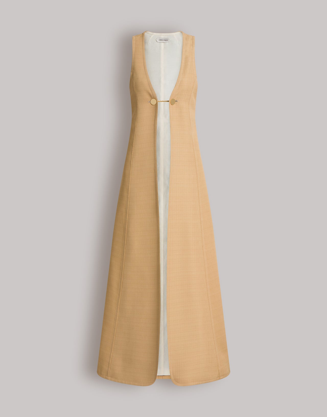 Chaleco largo de viscosa con efecto malfilé Beige Alberta Ferretti Boutique Online 1