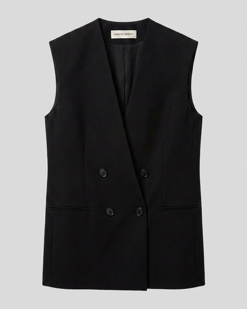 Oversized double-breasted vest Black Alberta Ferretti Boutique Online 0