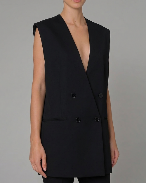 Oversized double-breasted vest Black Alberta Ferretti Boutique Online 1