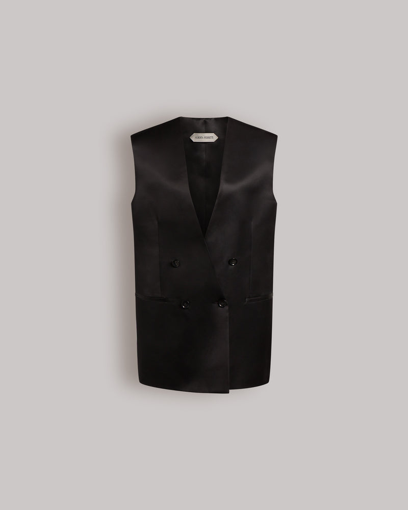 Gilet doppiopetto oversize Nero Alberta Ferretti Boutique Online 0