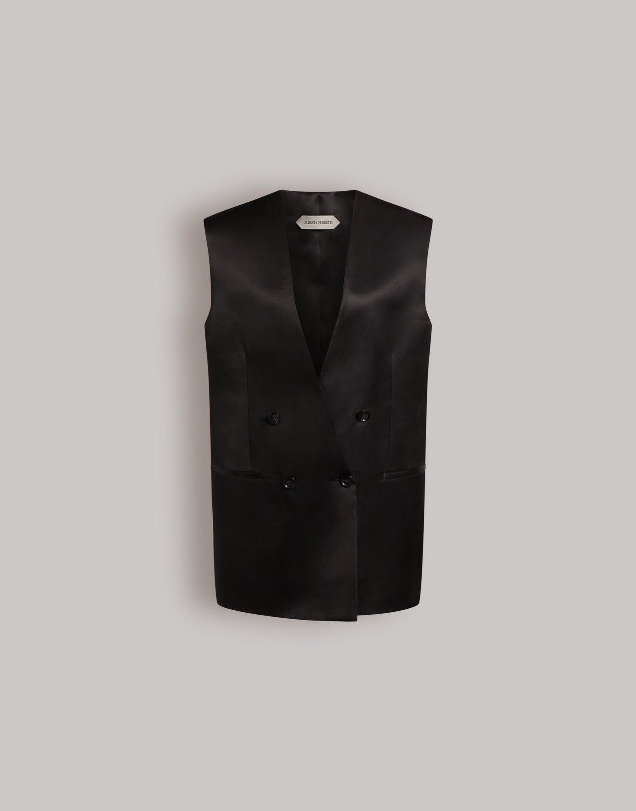 Oversized double-breasted vest 黑色 Alberta Ferretti Boutique Online 1