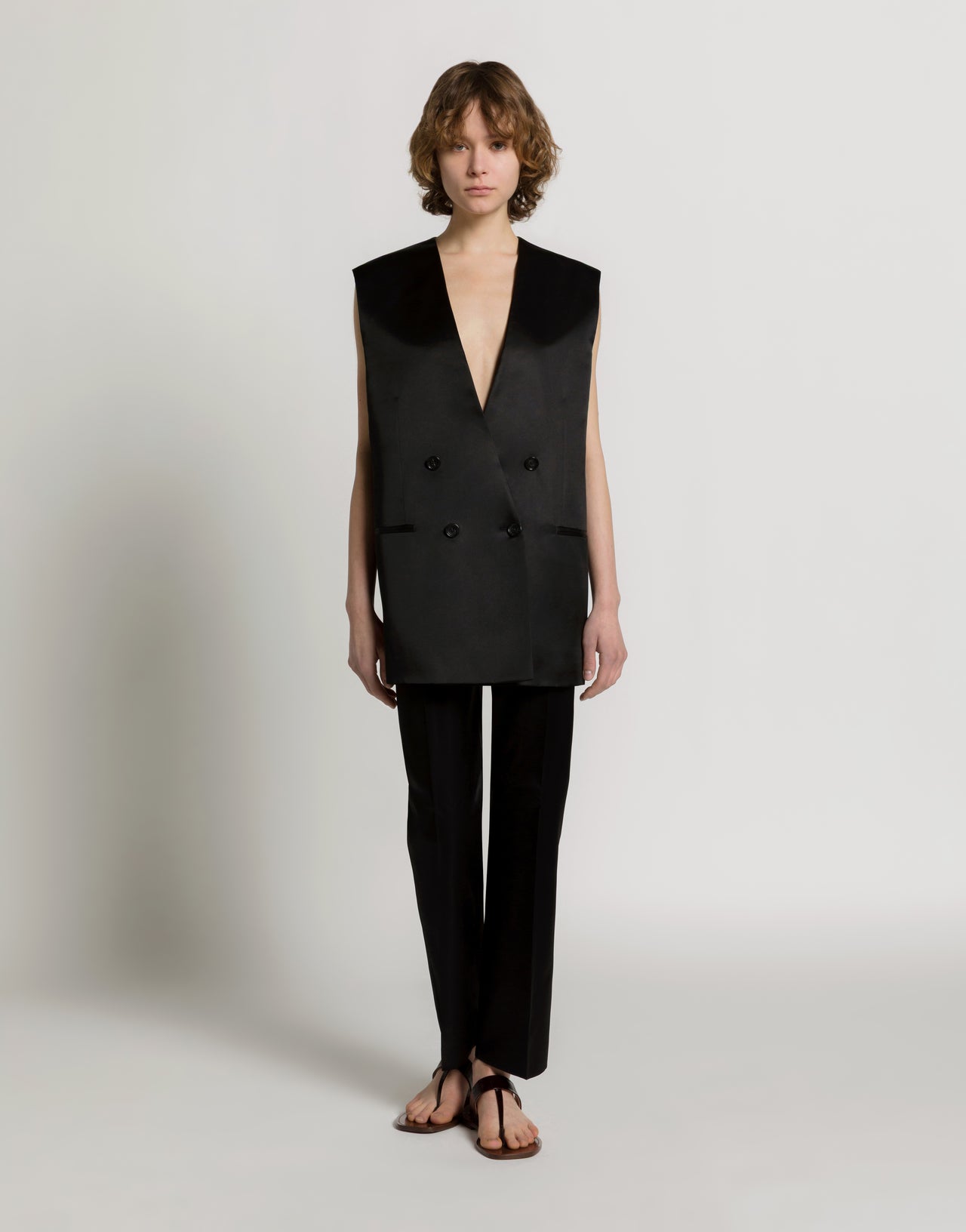 Oversized double-breasted vest 黑色 Alberta Ferretti Boutique Online 2