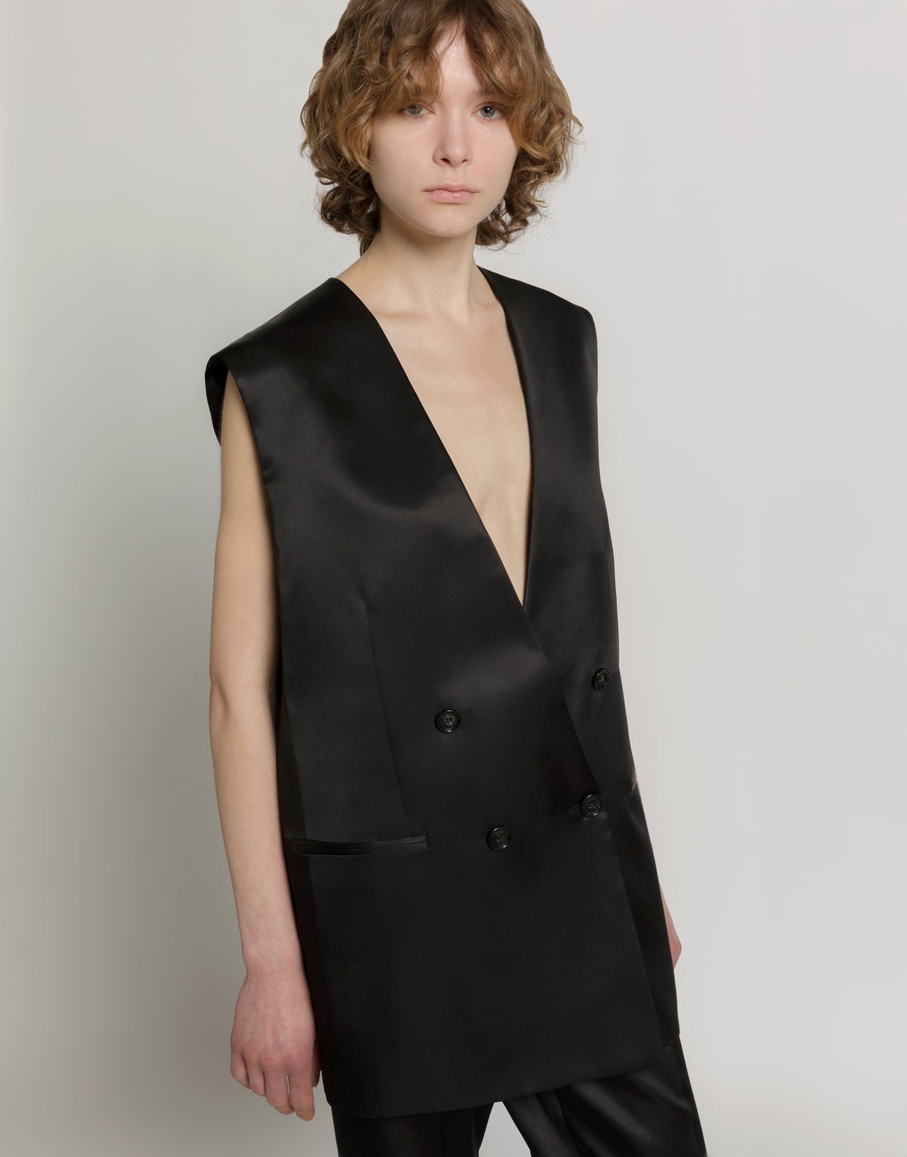 Oversized double-breasted vest 黑色 Alberta Ferretti Boutique Online 4