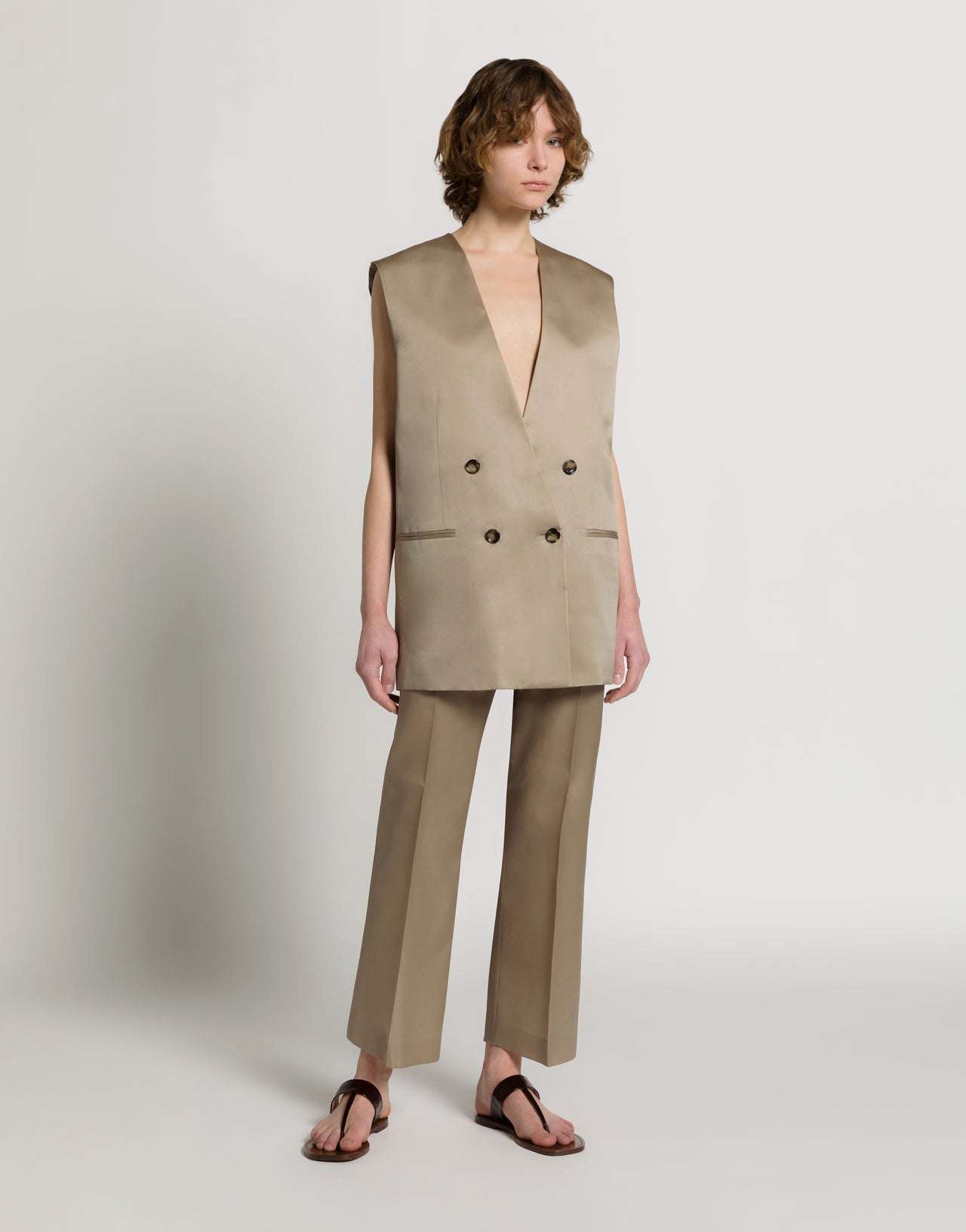 Oversized double-breasted vest 灰色 Alberta Ferretti Boutique Online 2