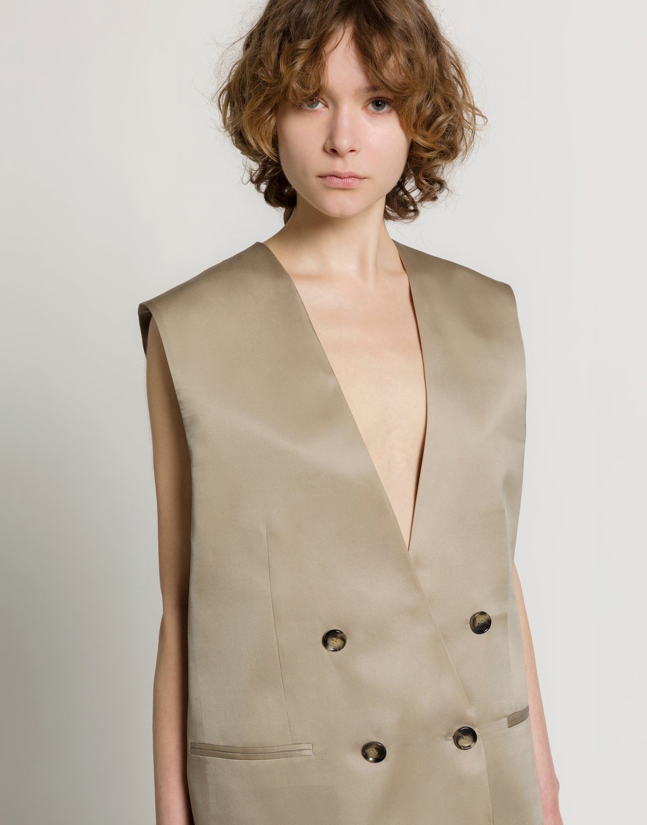 Oversized double-breasted vest 灰色 Alberta Ferretti Boutique Online 1